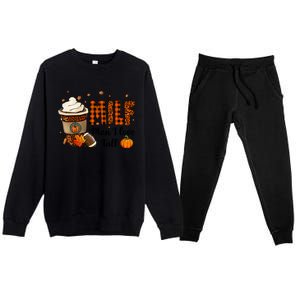 Milf I Love Fall Football Lover Pumpkin Spice Great Gift Premium Crewneck Sweatsuit Set