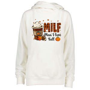 Milf I Love Fall Football Lover Pumpkin Spice Great Gift Womens Funnel Neck Pullover Hood