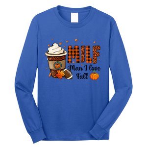 Milf I Love Fall Football Lover Pumpkin Spice Great Gift Long Sleeve Shirt