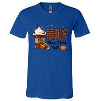 Milf I Love Fall Football Lover Pumpkin Spice Great Gift V-Neck T-Shirt