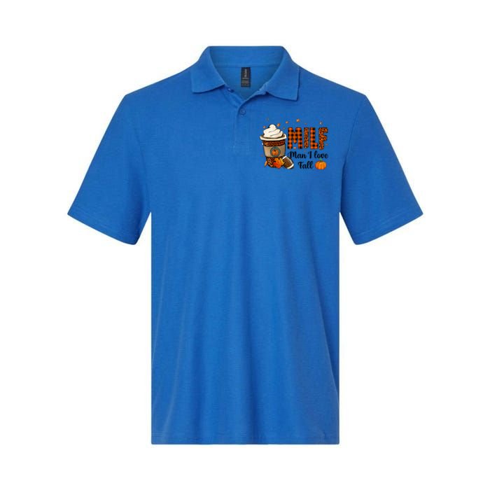 Milf I Love Fall Football Lover Pumpkin Spice Great Gift Softstyle Adult Sport Polo