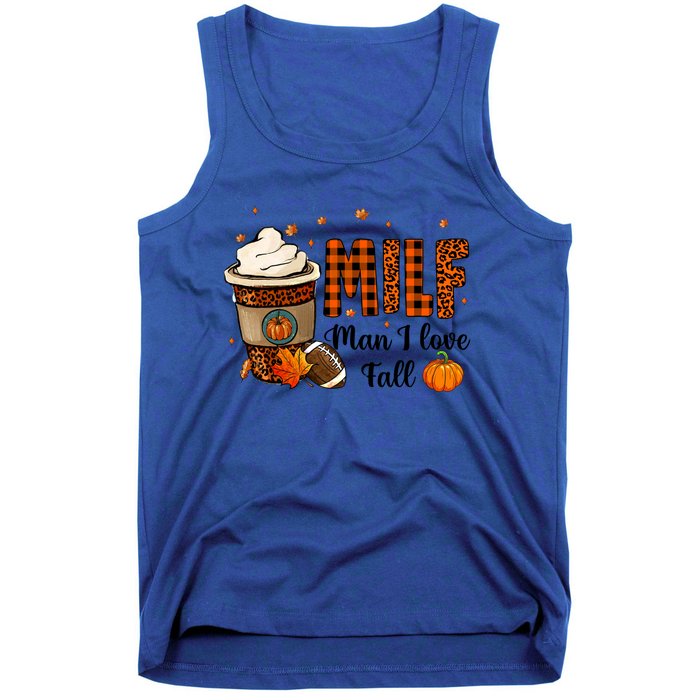 Milf I Love Fall Football Lover Pumpkin Spice Great Gift Tank Top