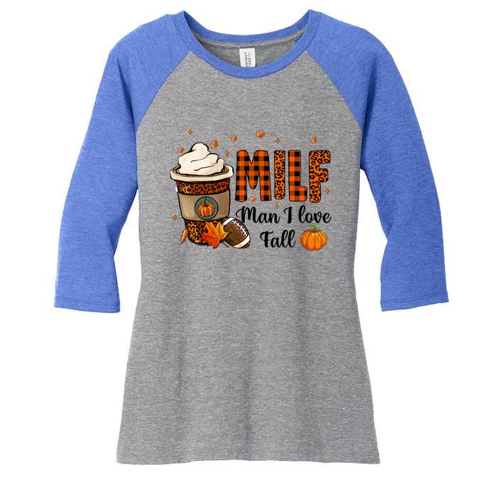 Milf I Love Fall Football Lover Pumpkin Spice Great Gift Women's Tri-Blend 3/4-Sleeve Raglan Shirt