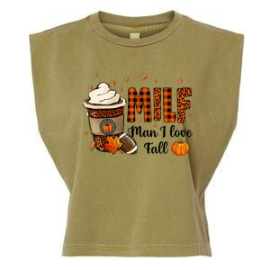 Milf I Love Fall Football Lover Pumpkin Spice Great Gift Garment-Dyed Women's Muscle Tee