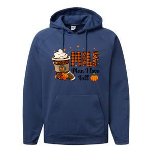 Milf I Love Fall Football Lover Pumpkin Spice Great Gift Performance Fleece Hoodie