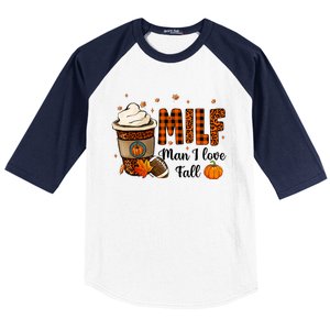 Milf I Love Fall Football Lover Pumpkin Spice Great Gift Baseball Sleeve Shirt