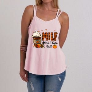 Milf I Love Fall Football Lover Pumpkin Spice Great Gift Women's Strappy Tank