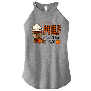 Milf I Love Fall Football Lover Pumpkin Spice Great Gift Women's Perfect Tri Rocker Tank