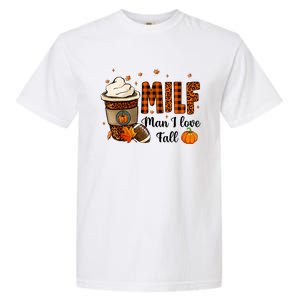 Milf I Love Fall Football Lover Pumpkin Spice Great Gift Garment-Dyed Heavyweight T-Shirt