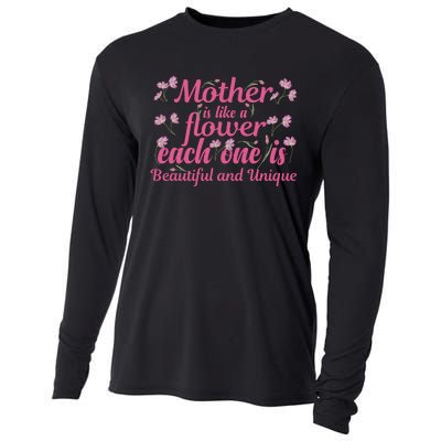 Mother Is Like A Flower Each One Is Beautiful And Unique Cooling Performance Long Sleeve Crew