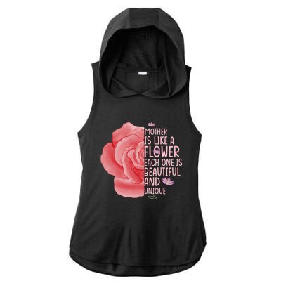 Mother Is Like A Flower Each One Is Beautiful And Unique Ladies PosiCharge Tri-Blend Wicking Draft Hoodie Tank