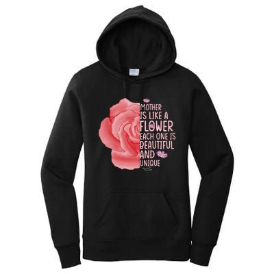 Mother Is Like A Flower Each One Is Beautiful And Unique Women's Pullover Hoodie