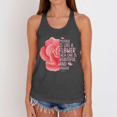 Mother Is Like A Flower Each One Is Beautiful And Unique Women's Knotted Racerback Tank