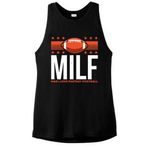 Milf I Love Fantasy Football Fans Players Gift Ladies PosiCharge Tri-Blend Wicking Tank