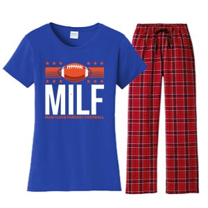 Milf I Love Fantasy Football Fans Players Gift Women's Flannel Pajama Set