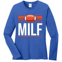 Milf I Love Fantasy Football Fans Players Gift Ladies Long Sleeve Shirt