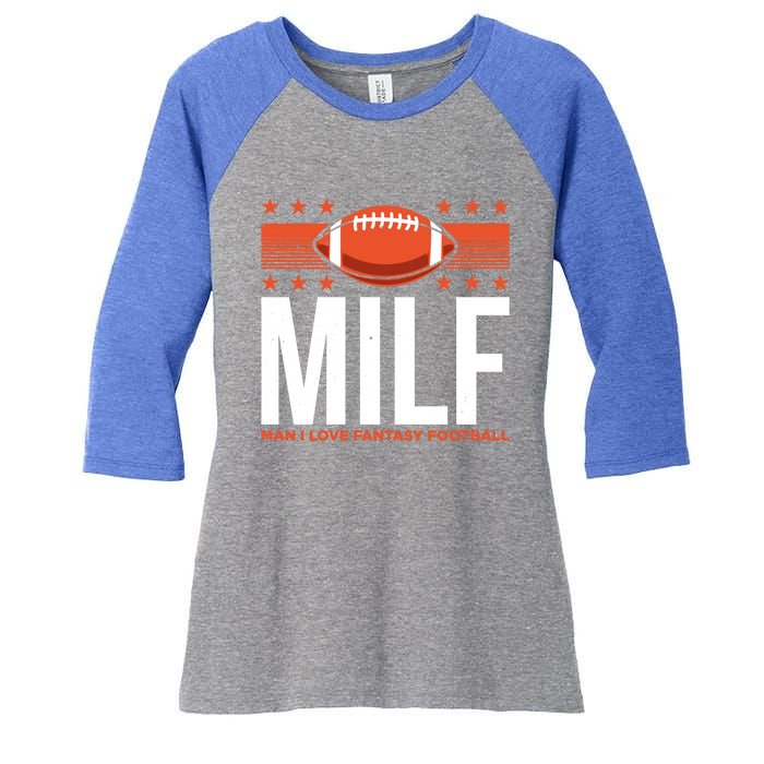 Milf I Love Fantasy Football Fans Players Gift Women's Tri-Blend 3/4-Sleeve Raglan Shirt