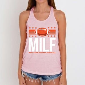 Milf I Love Fantasy Football Fans Players Gift Women's Knotted Racerback Tank