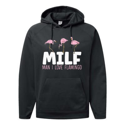 Man I Love Flamingos Bird Lover Summer Flamingo Performance Fleece Hoodie