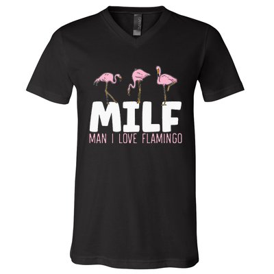 Man I Love Flamingos Bird Lover Summer Flamingo V-Neck T-Shirt