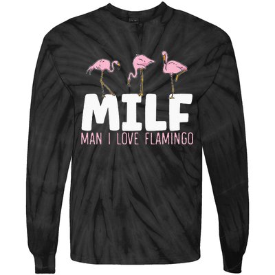 Man I Love Flamingos Bird Lover Summer Flamingo Tie-Dye Long Sleeve Shirt