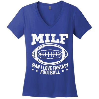 Milf I Love Fantasy Football Cute Gift Women's V-Neck T-Shirt