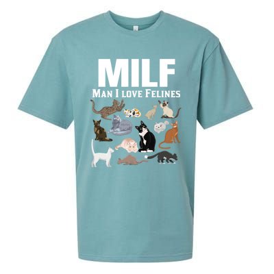 Milf I Love Felines Funny Cat Mom Dad Kitten Owner Funny Gift Sueded Cloud Jersey T-Shirt