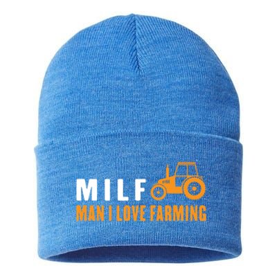 Milf I Love Farming Kansas State Football Fan Gift Sustainable Knit Beanie