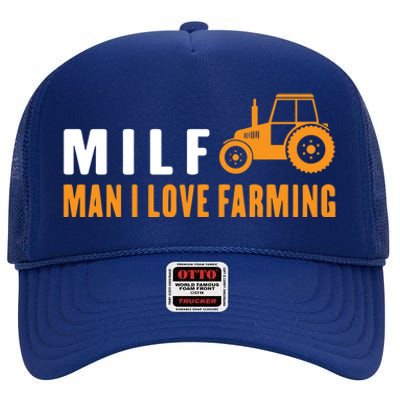 Milf I Love Farming Kansas State Football Fan Gift High Crown Mesh Back Trucker Hat