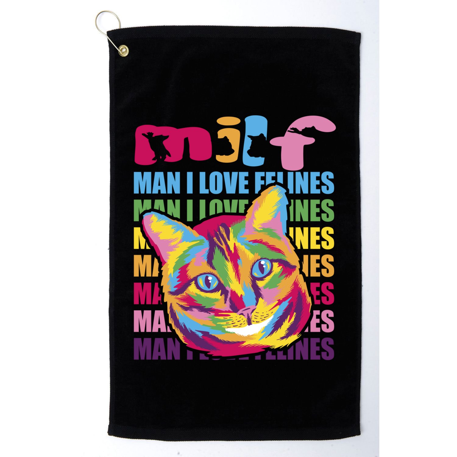 Milf I Love Felines Funny Cat Vintage Retro Cat Lover Gift Golf Towel