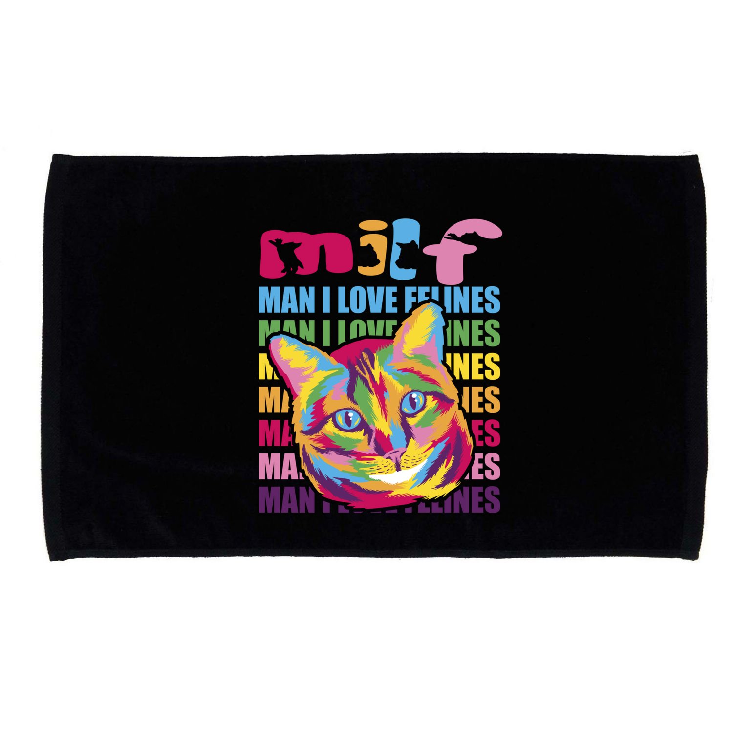 Milf I Love Felines Funny Cat Vintage Retro Cat Lover Gift Microfiber Hand Towel