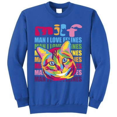 Milf I Love Felines Funny Cat Vintage Retro Cat Lover Gift Sweatshirt