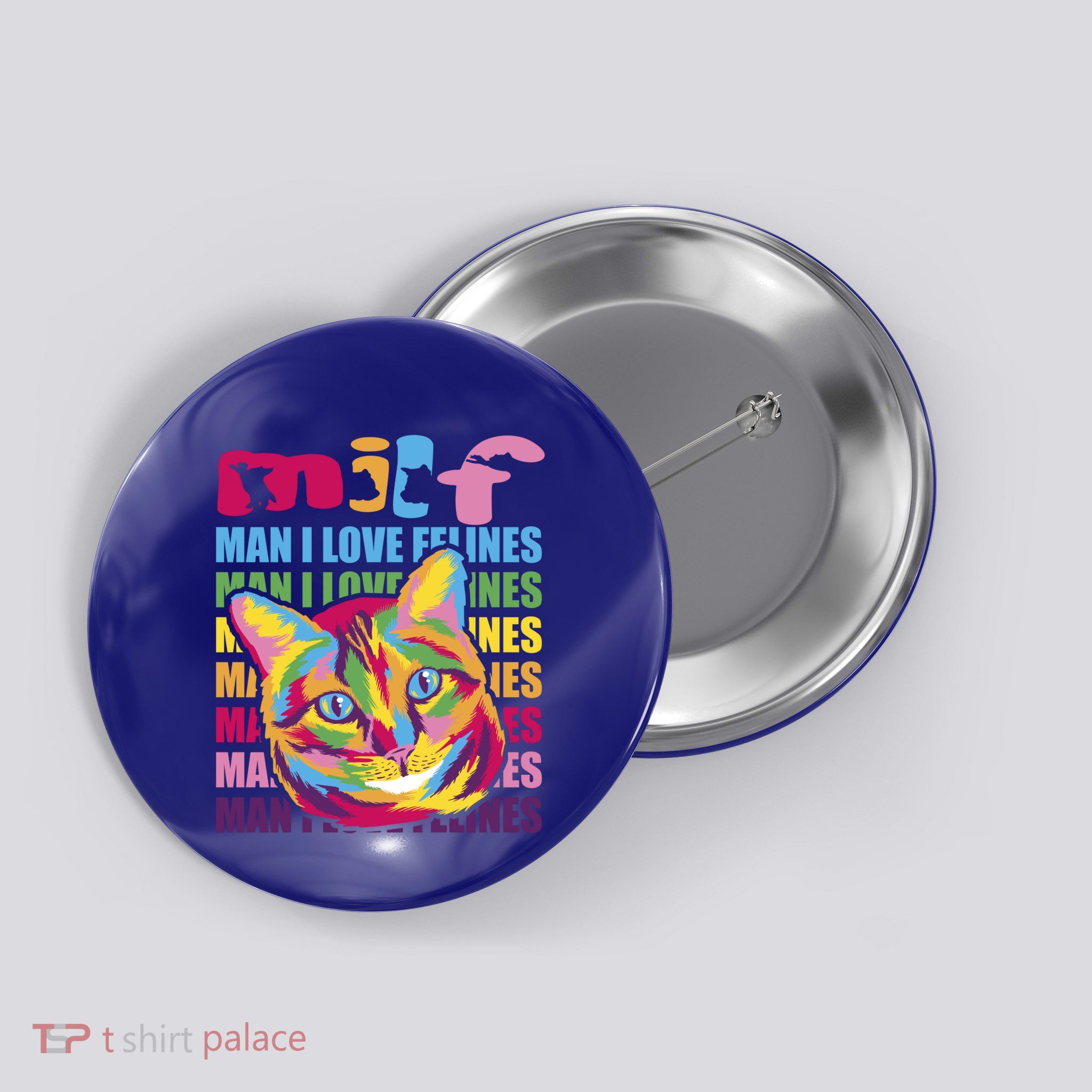 Milf I Love Felines Funny Cat Vintage Retro Cat Lover Gift Button
