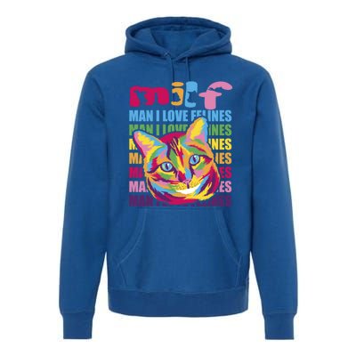 Milf I Love Felines Funny Cat Vintage Retro Cat Lover Gift Premium Hoodie