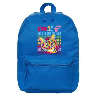 Milf I Love Felines Funny Cat Vintage Retro Cat Lover Gift 16 in Basic Backpack