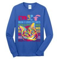 Milf I Love Felines Funny Cat Vintage Retro Cat Lover Gift Tall Long Sleeve T-Shirt