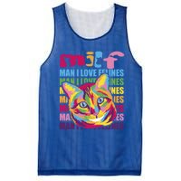 Milf I Love Felines Funny Cat Vintage Retro Cat Lover Gift Mesh Reversible Basketball Jersey Tank