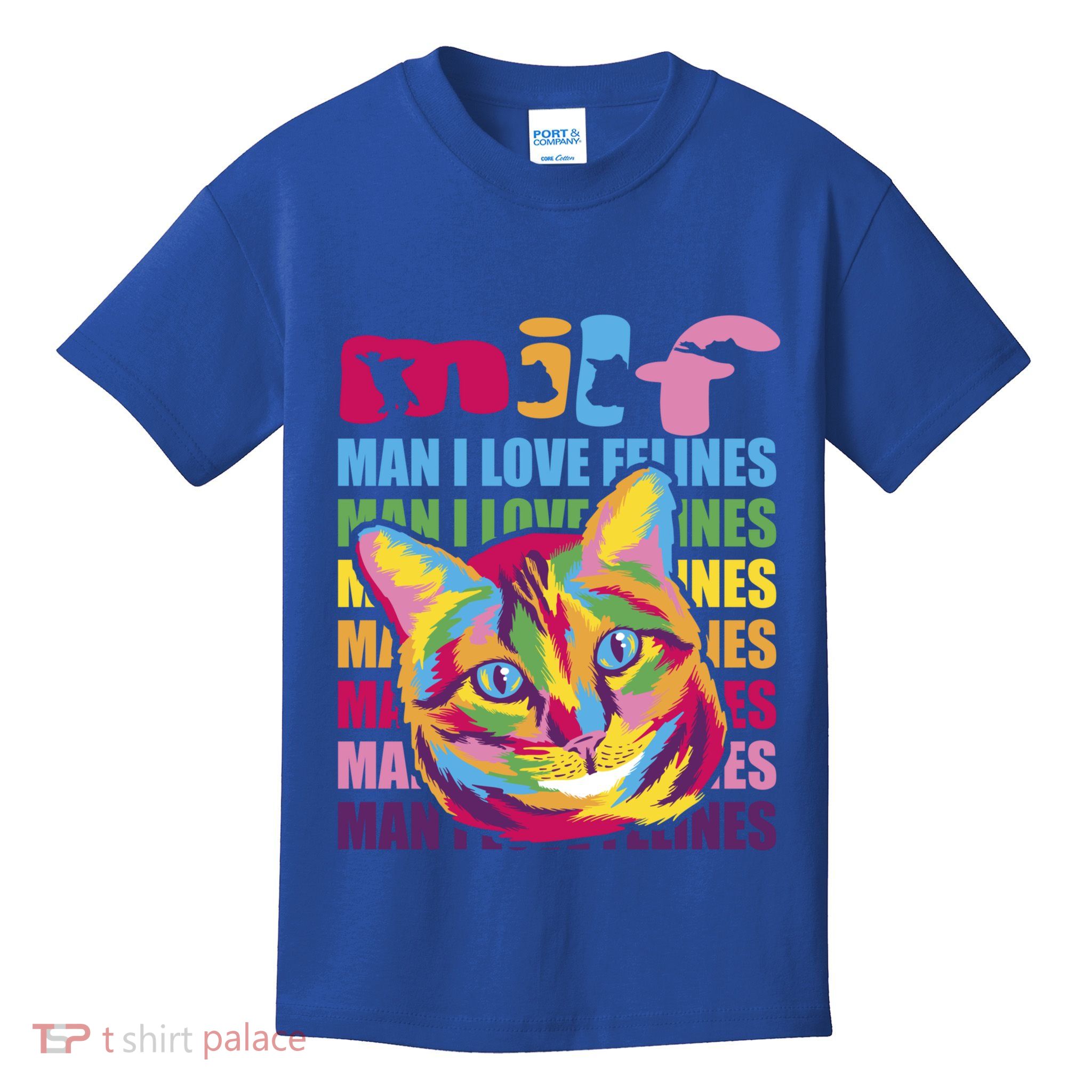 Milf I Love Felines Funny Cat Vintage Retro Cat Lover Gift Kids T-Shirt
