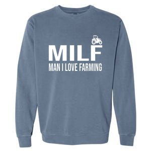 Milf I Love Farming Kansas State Purple Football Fan Gift Garment-Dyed Sweatshirt