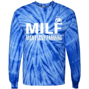 Milf I Love Farming Kansas State Purple Football Fan Gift Tie-Dye Long Sleeve Shirt