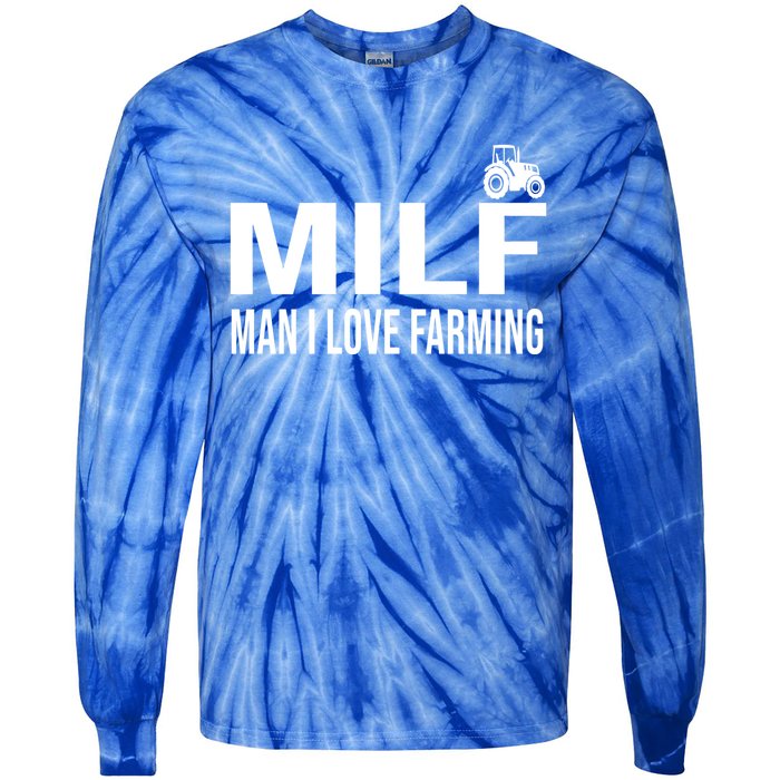 Milf I Love Farming Kansas State Purple Football Fan Gift Tie-Dye Long Sleeve Shirt