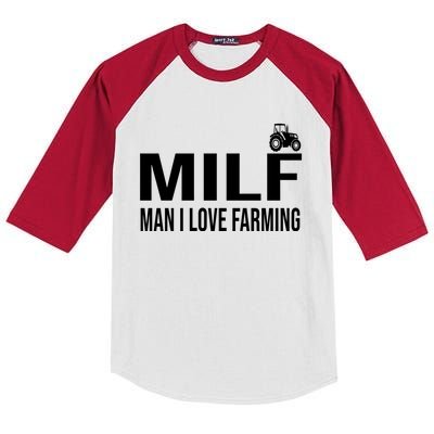 Milf I Love Farming Kansas State Purple Football Fan Gift Kids Colorblock Raglan Jersey