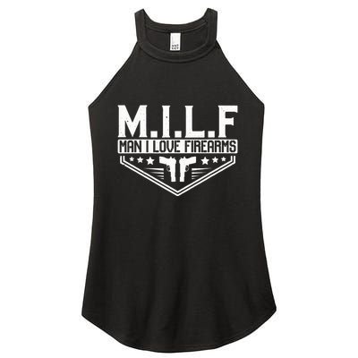 Man I Love Firearms Milf Gun 21330 Women's Perfect Tri Rocker Tank