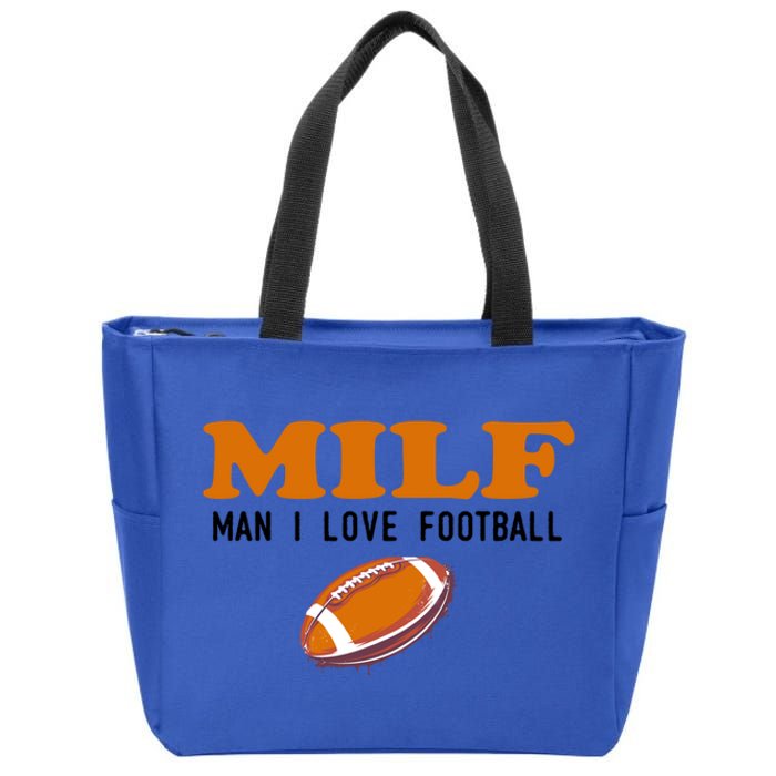 Milf I Love Football Gift Funny Football Fans Gift Zip Tote Bag