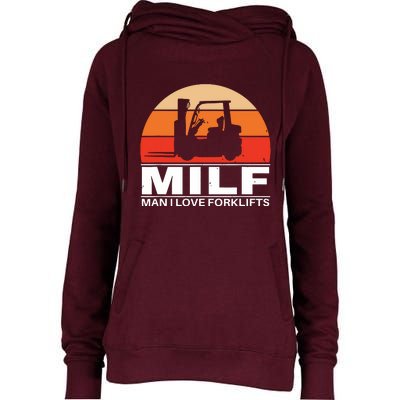 Man I Love Forklifts Womens Funnel Neck Pullover Hood