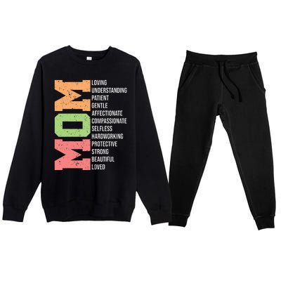 Meaning I Love Mom Mothers Day Premium Crewneck Sweatsuit Set