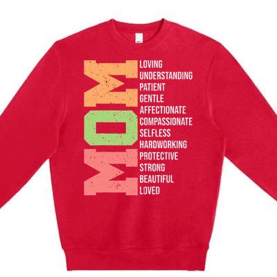 Meaning I Love Mom Mothers Day Premium Crewneck Sweatshirt