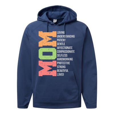 Meaning I Love Mom Mothers Day Performance Fleece Hoodie