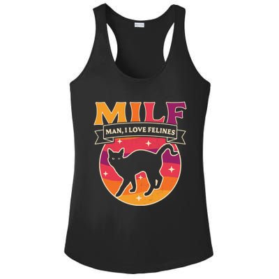 Milf I Love Felines Funny Cats Retro Vintage Black Cat Gift Ladies PosiCharge Competitor Racerback Tank