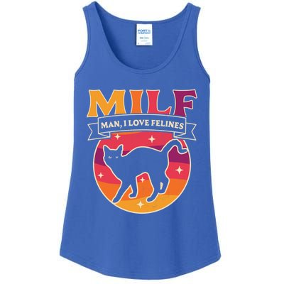 Milf I Love Felines Funny Cats Retro Vintage Black Cat Gift Ladies Essential Tank